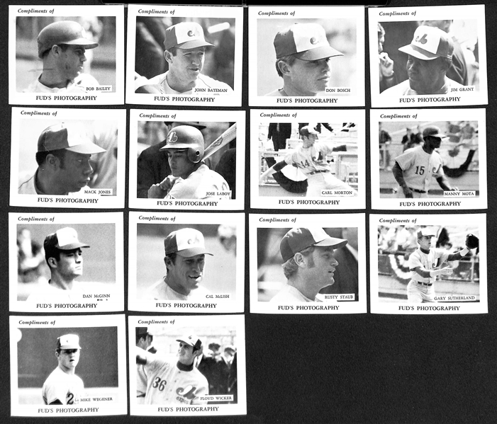 1969 Fud's Photography Montreal Expos Set of 14 Cards & 1975 Shakey's Pizza HOF Partial Set of 11 Cards (w. 22 Extra Cards)